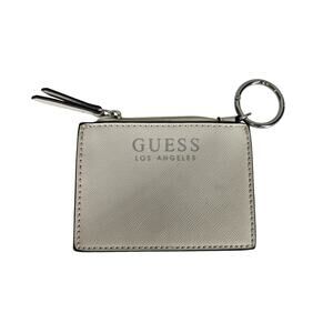 GUESS WOMEN’S WHITE PVC FAUX LEATHER COIN POUCH CARD HOLDER KEYCHAIN 4.5" x 3"